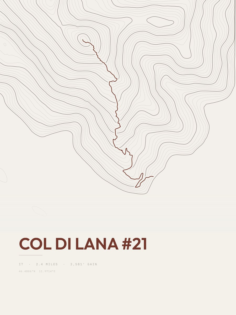 Col di Lana topographic trail print