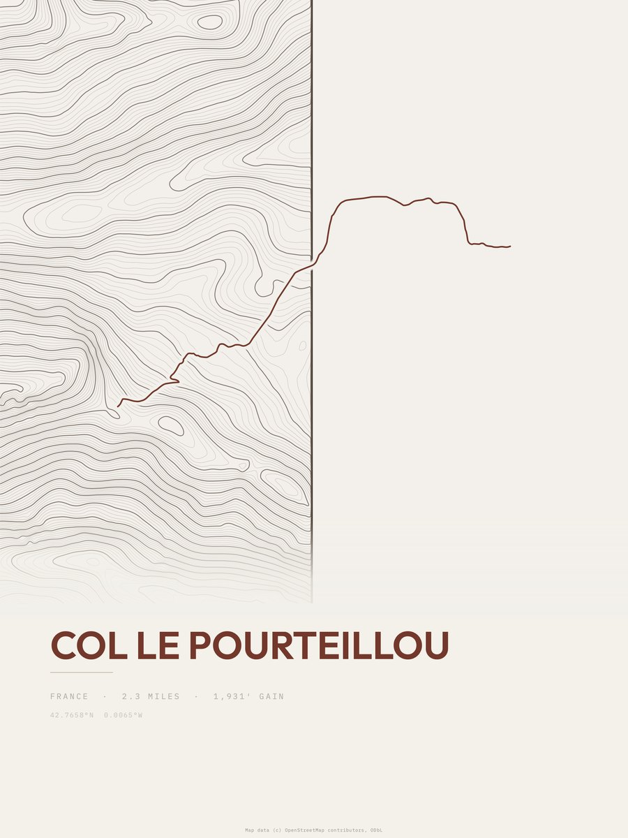 Col le Pourteillou Topographic print