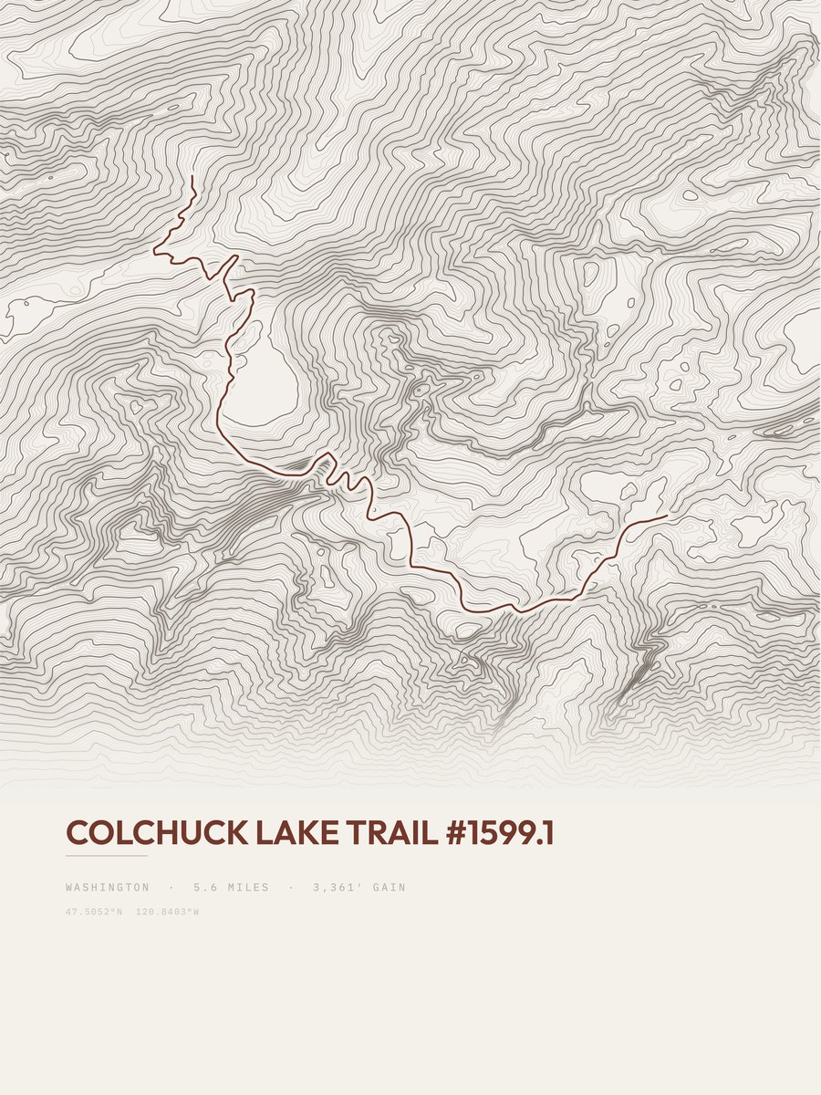 Colchuck Lake Trail topographic trail print