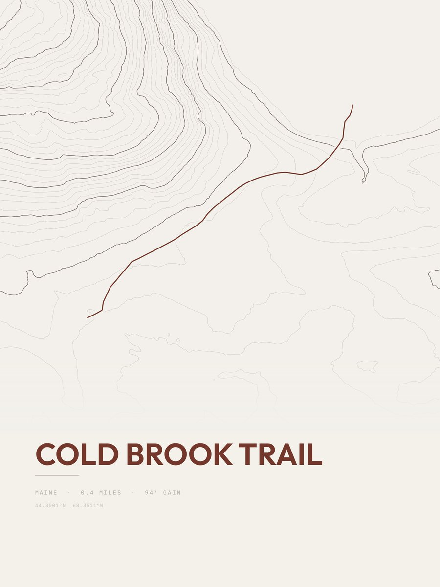 Cold Brook Trail Topographic print