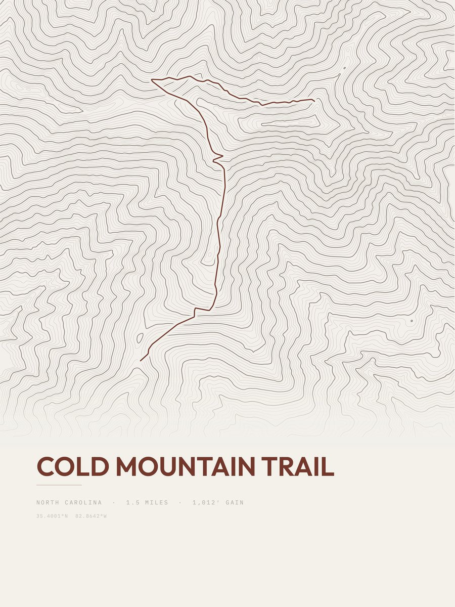 Cold Mountain Trail Topographic print