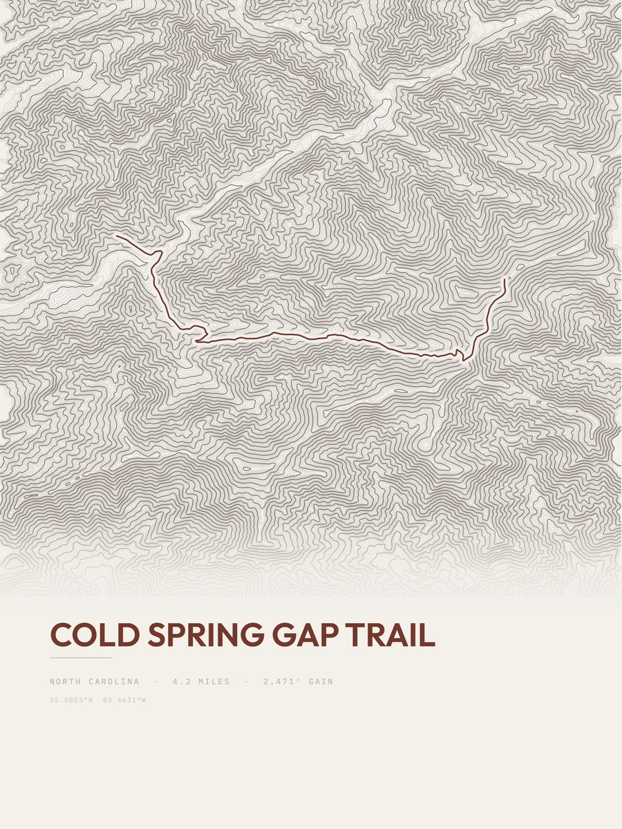 Cold Spring Gap Trail Topographic print