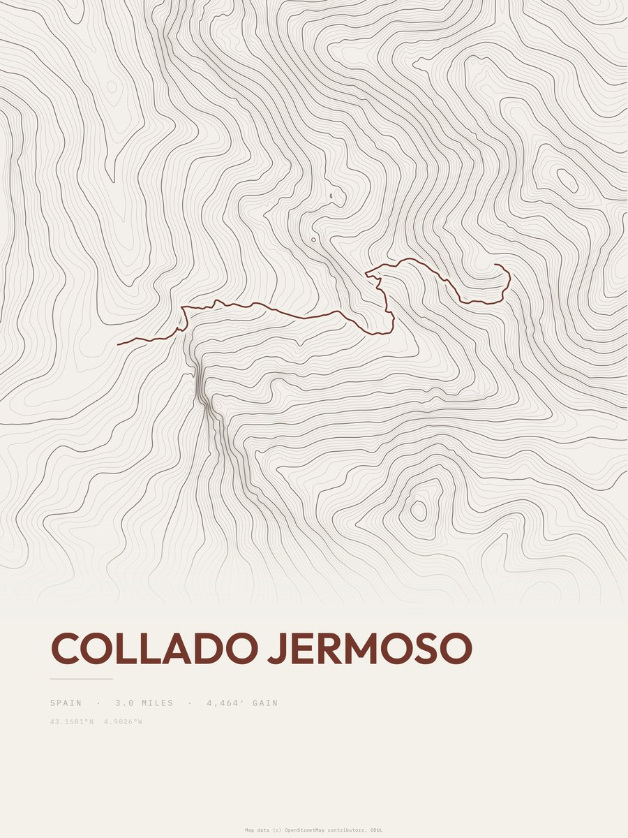 Collado Jermoso topographic trail print