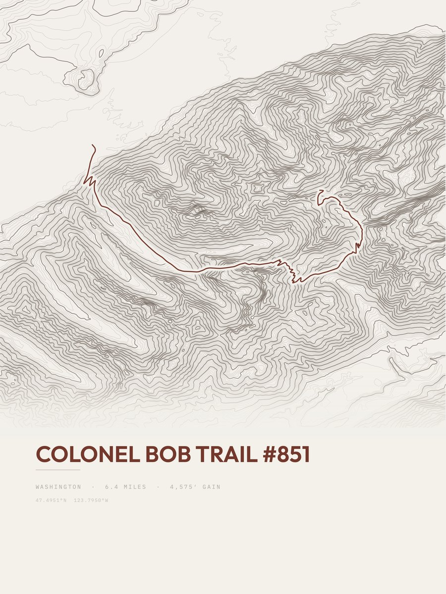 Colonel Bob Trail Topographic print