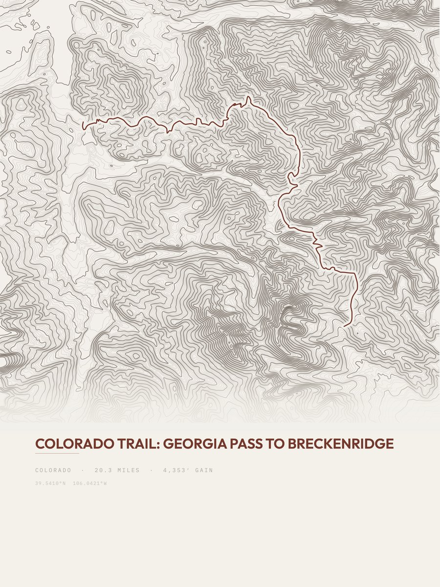Colorado Trail topographic trail print