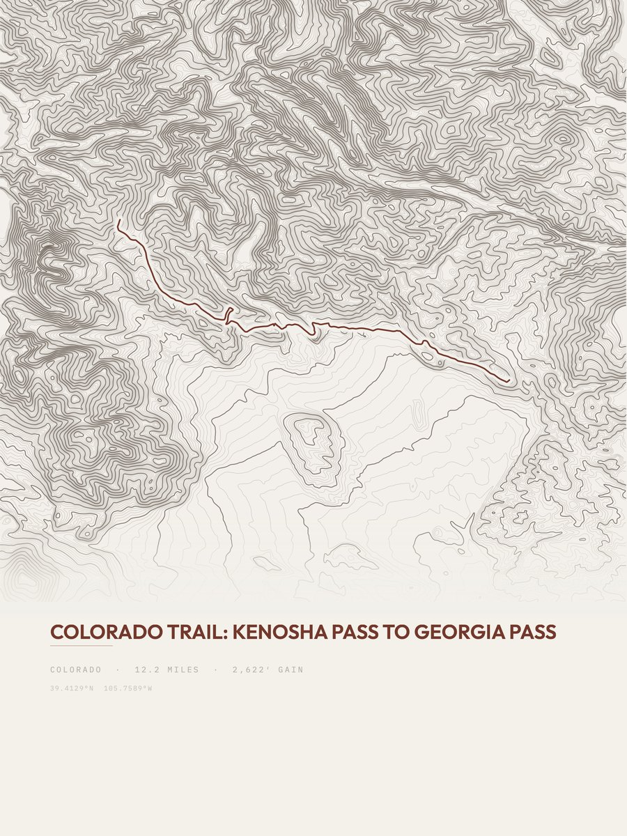 Colorado Trail topographic trail print