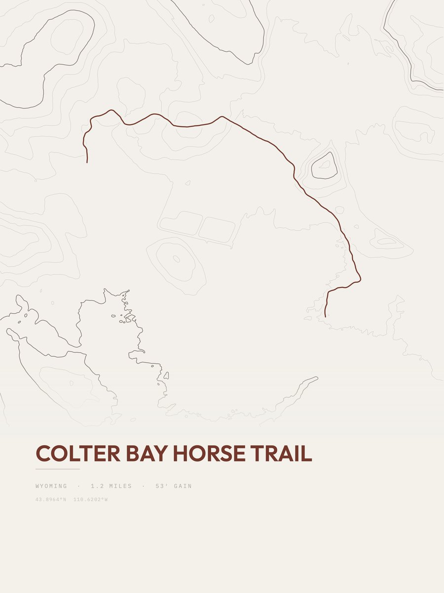 Colter Bay Horse Trail topographic trail print