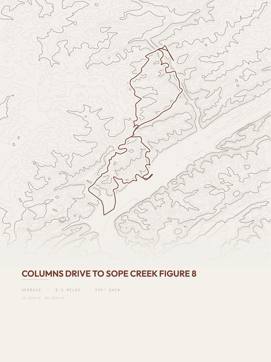 Columns Drive to Sope Creek topographic trail print