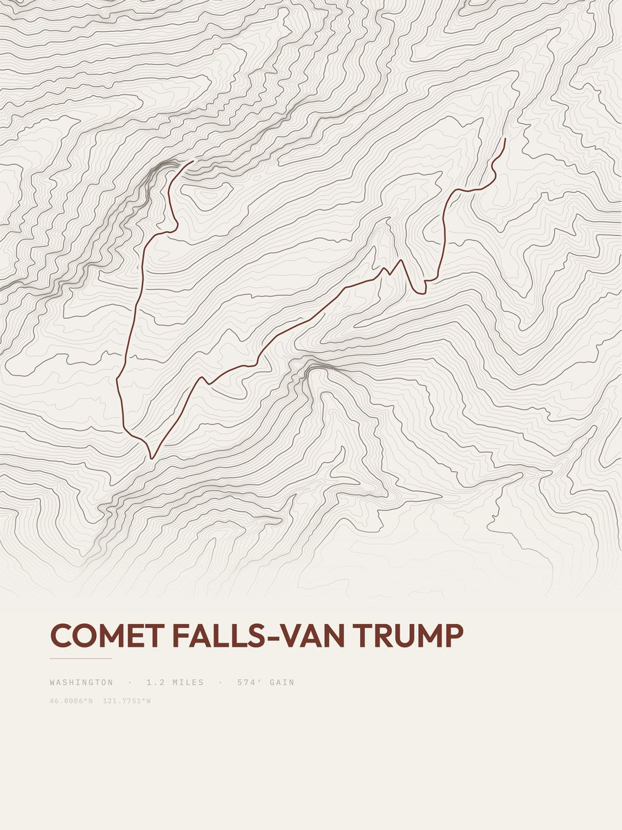 Comet Falls-Van Trump Topographic print