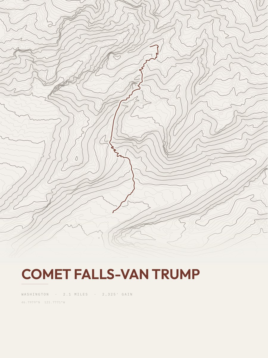 Comet Falls-Van Trump Topographic print