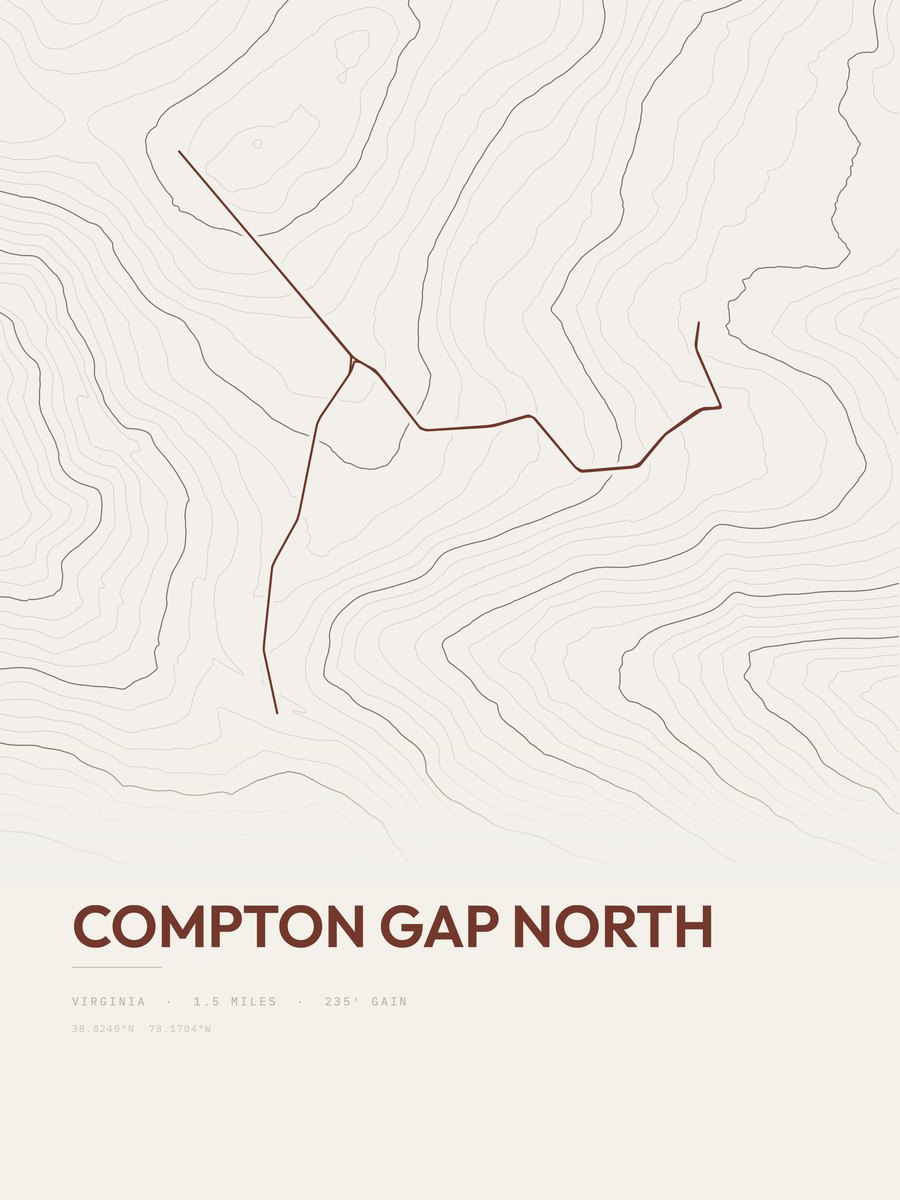Compton Gap North topographic trail print