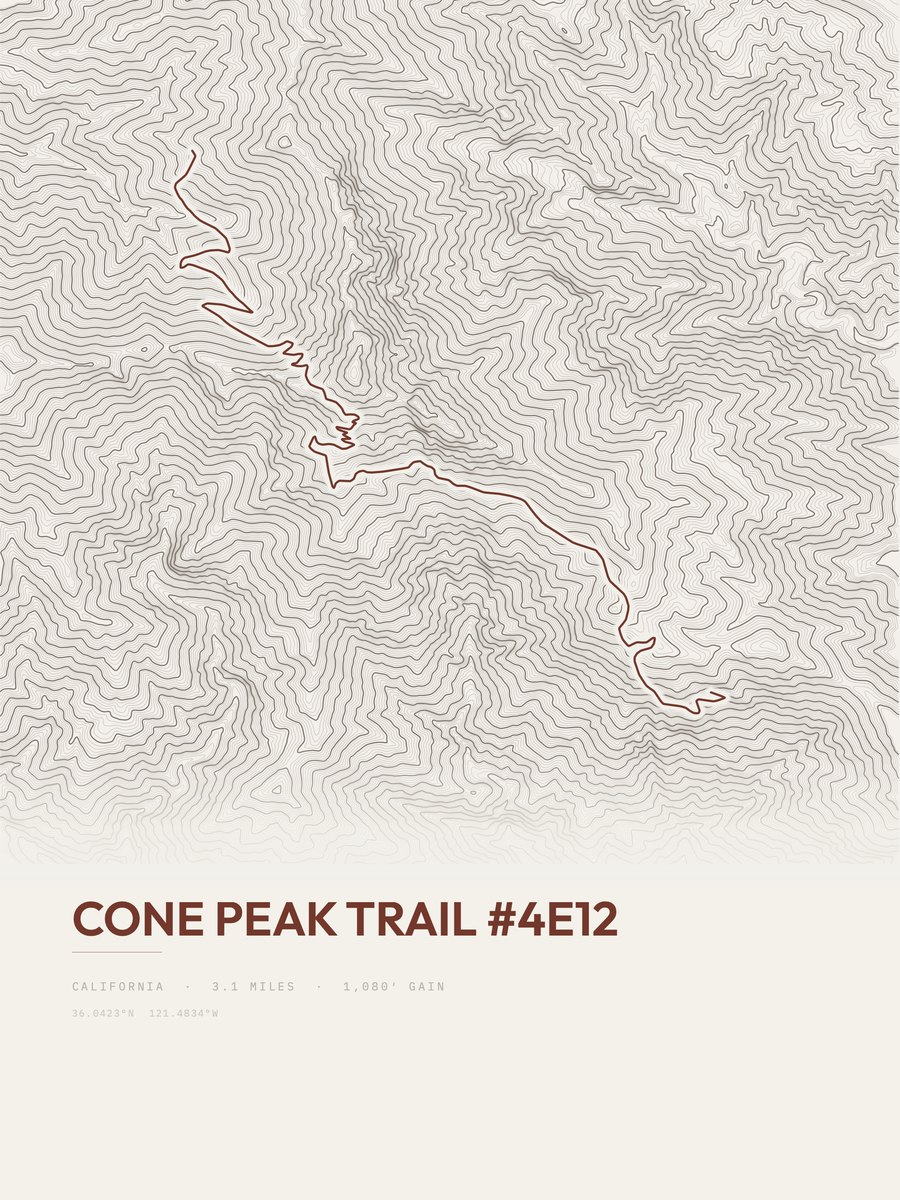 Cone Peak Trail Topographic print