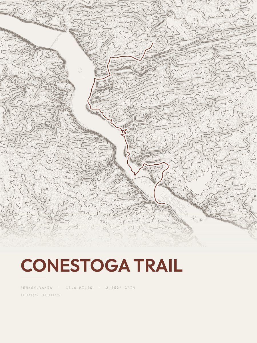 Conestoga Trail topographic trail print