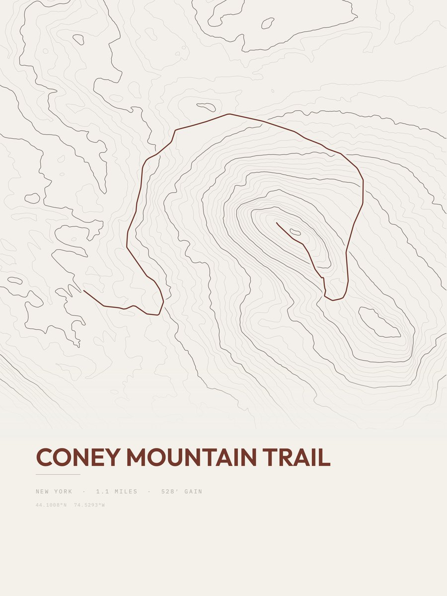 Coney Mountain Trail Topographic print