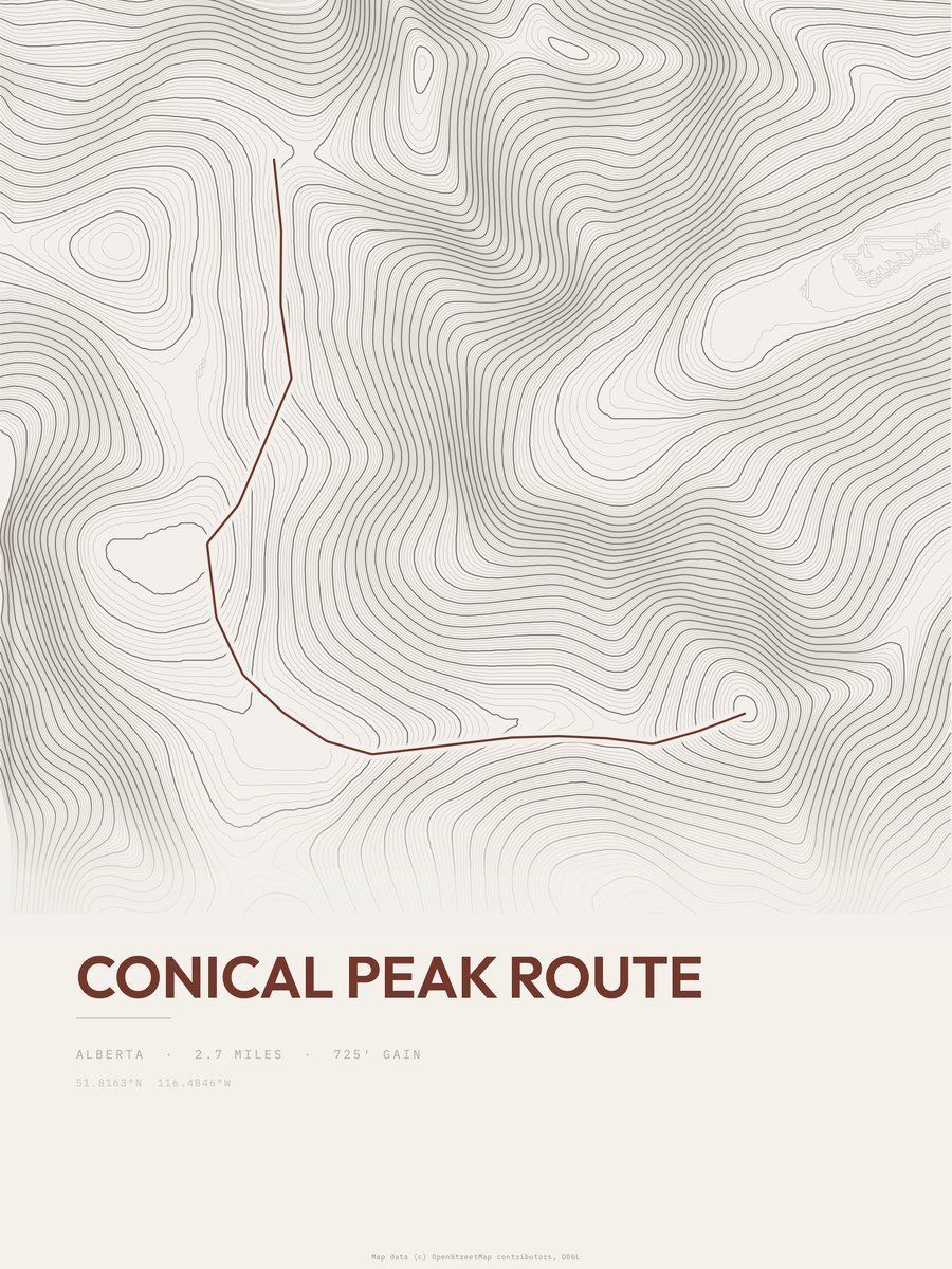 Conical Peak Route Topographic print