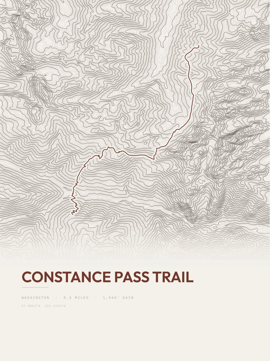 Constance Pass Trail topographic trail print