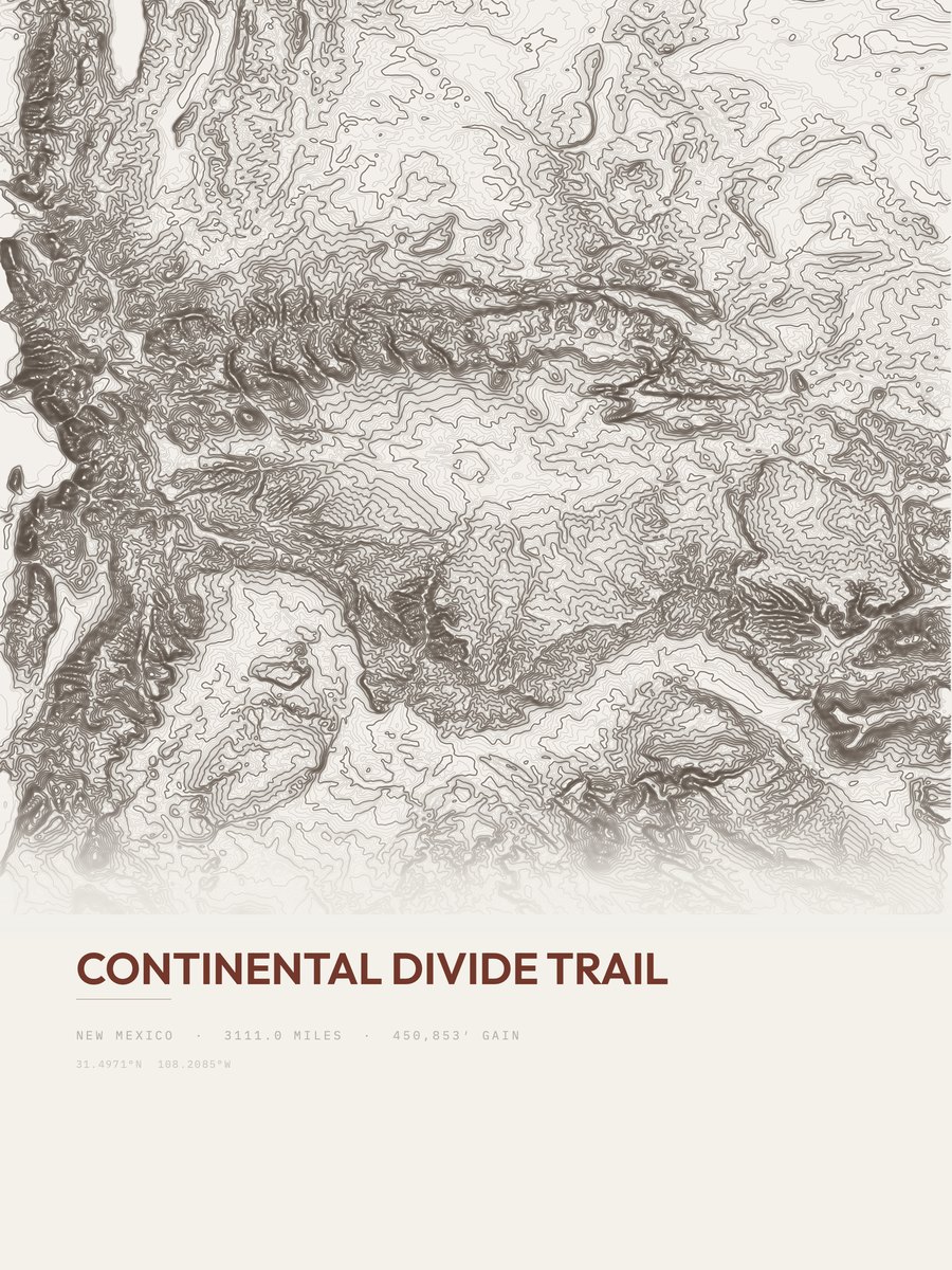 Continental Divide Trail Topographic print