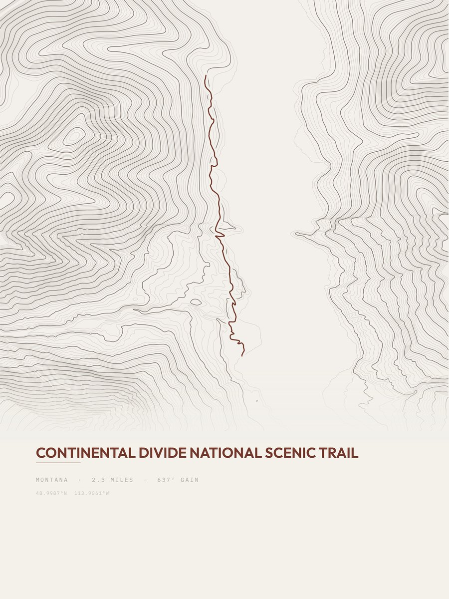 Continental Divide Trail topographic trail print