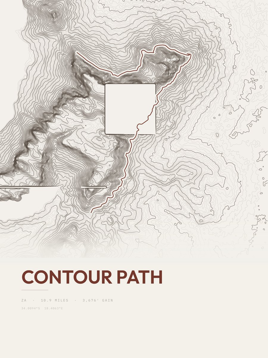 Contour Path topographic trail print