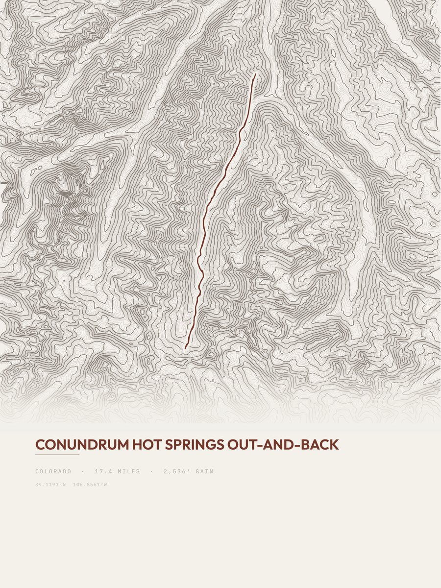 Conundrum Hot Springs topographic trail print