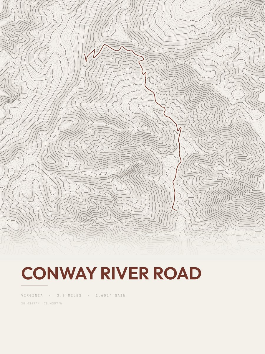 Conway River Road topographic trail print