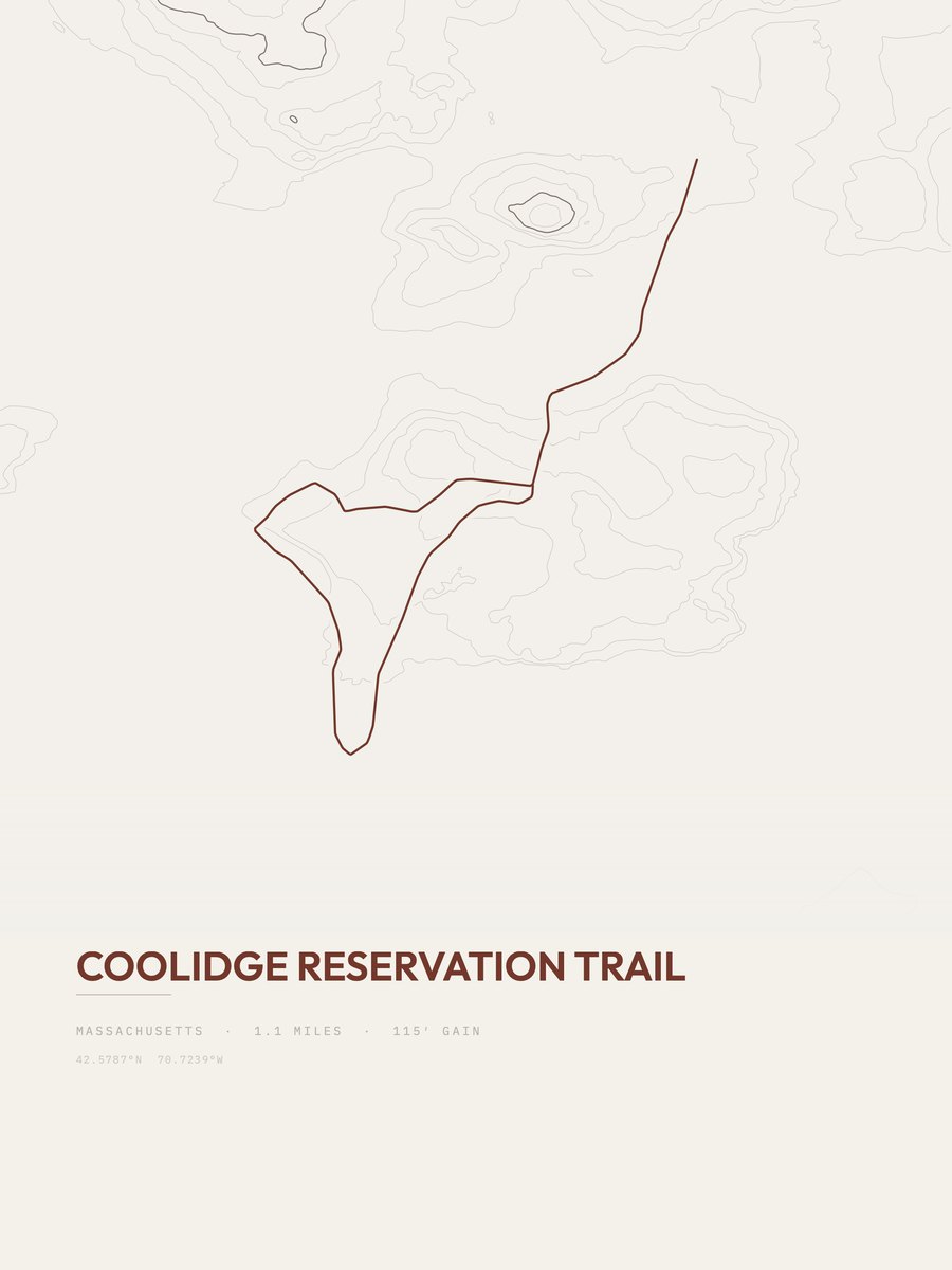 Coolidge Reservation Trail topographic trail print