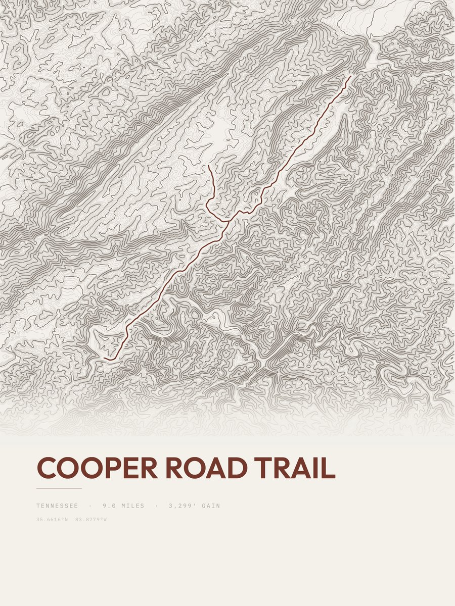 Cooper Road Trail topographic trail print