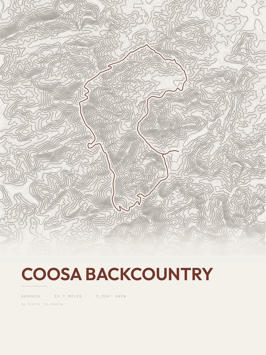 Coosa Backcountry topographic trail print