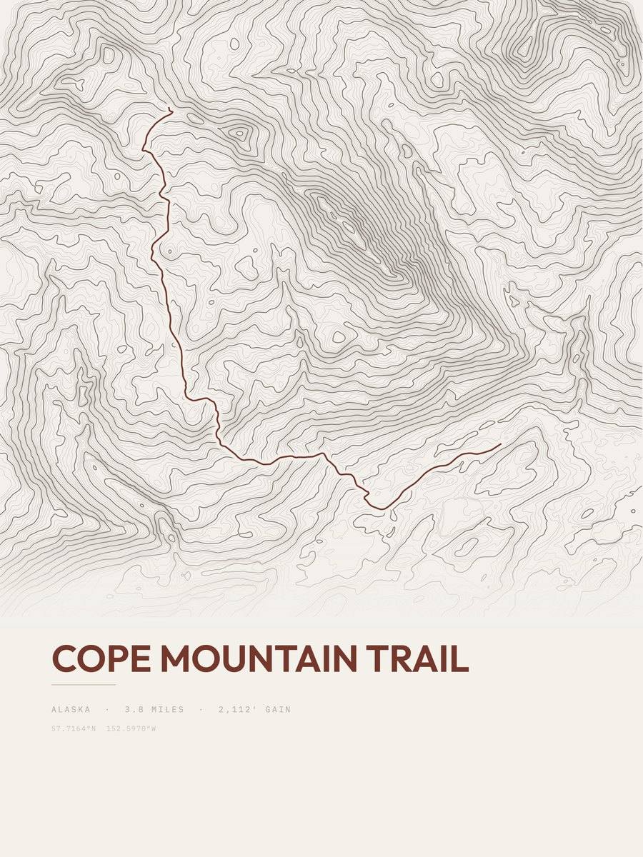 Cope Mountain Trail Topographic print