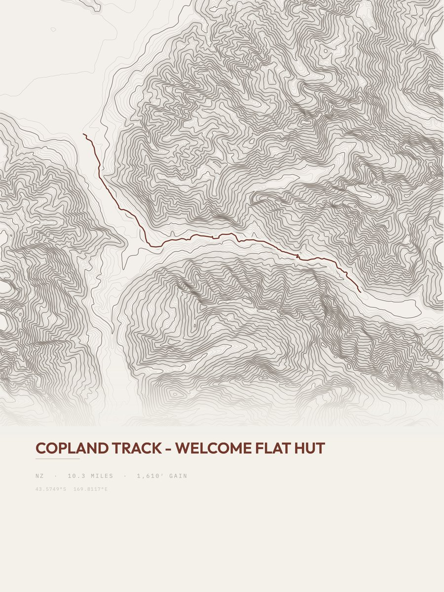Copland Track topographic trail print