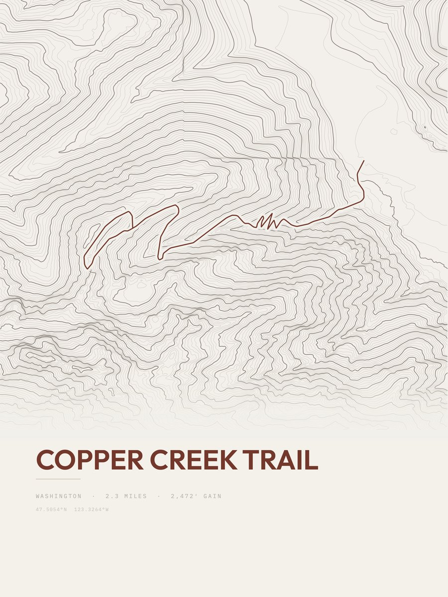 Copper Creek Trail topographic trail print