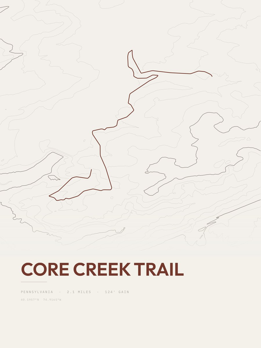 Core Creek Trail topographic trail print