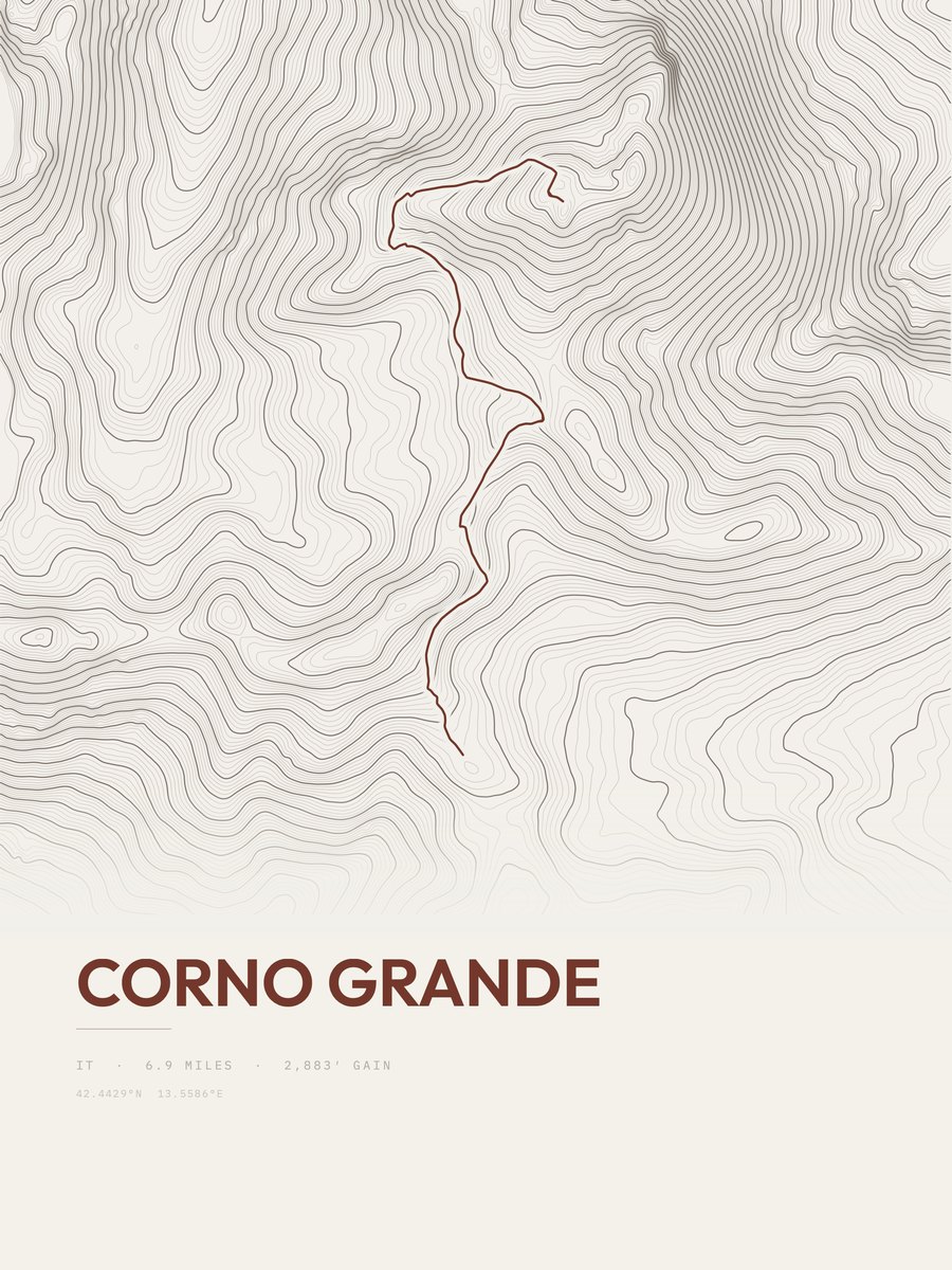 Corno Grande topographic trail print