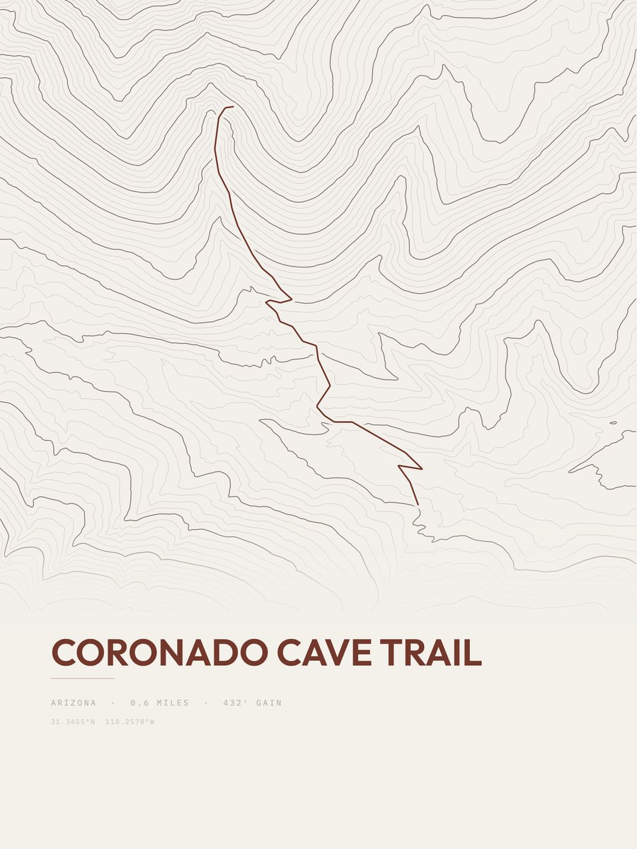 Coronado Cave Trail Topographic print