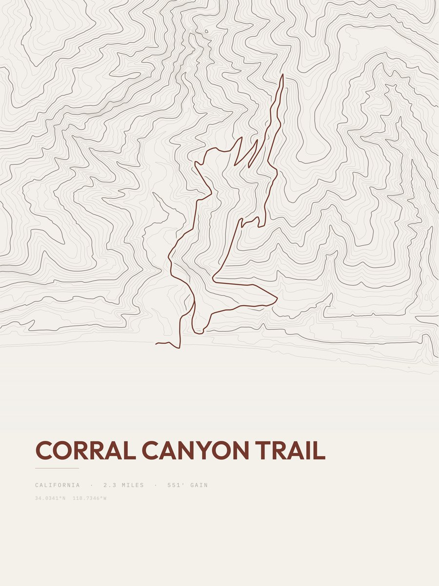 Corral Canyon Trail Topographic print