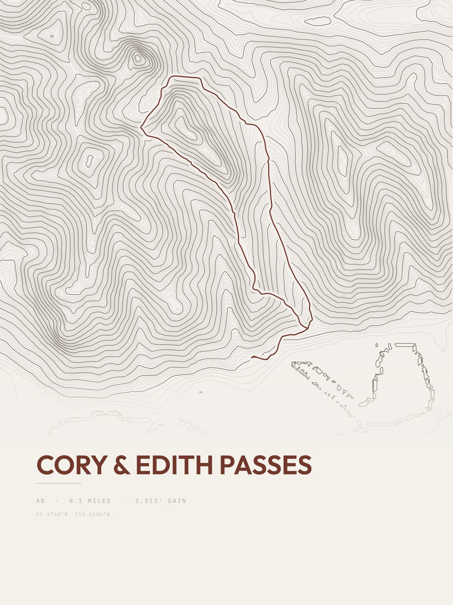 Cory & Edith Passes topographic trail print