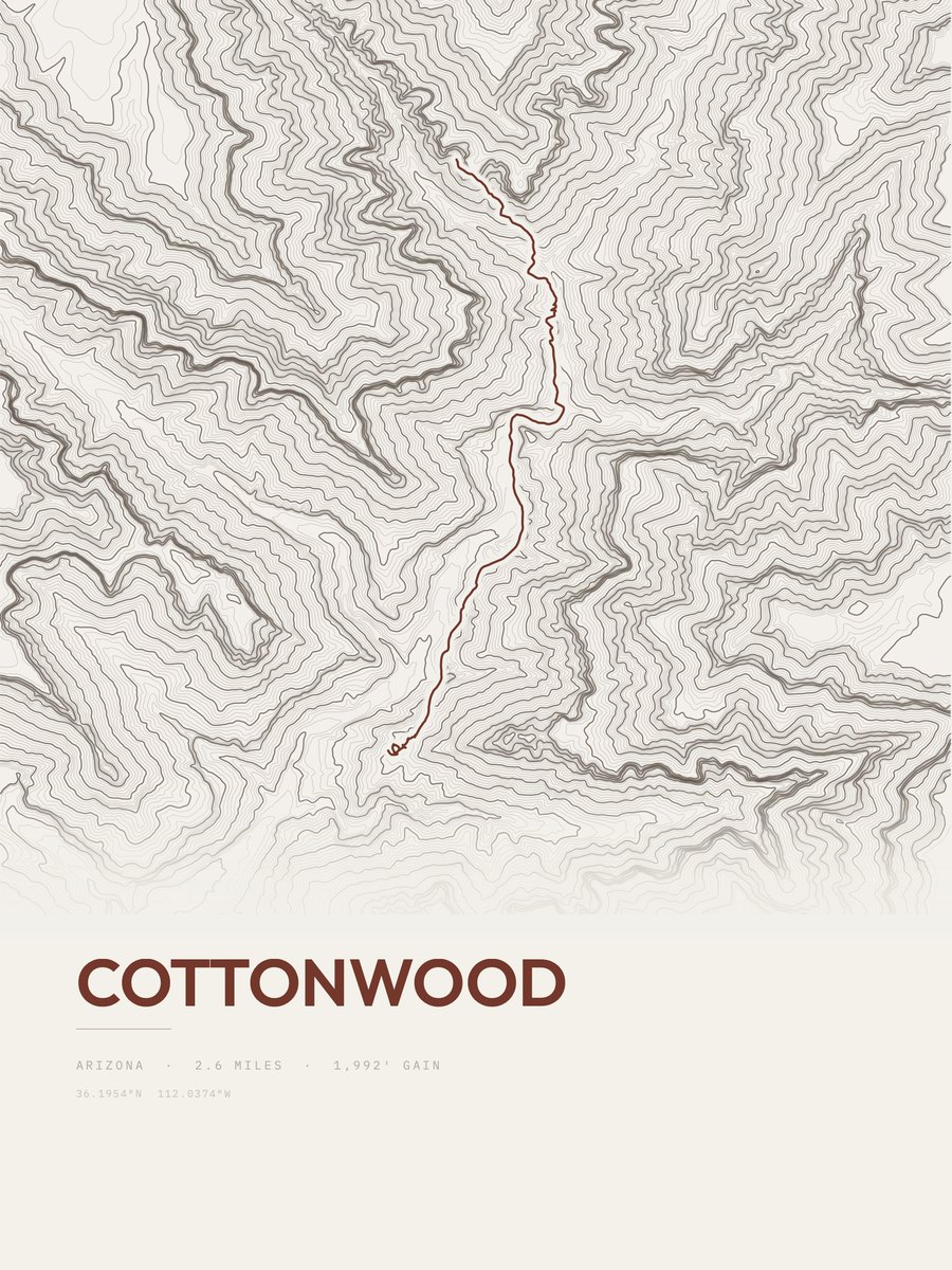 Cottonwood Topographic print