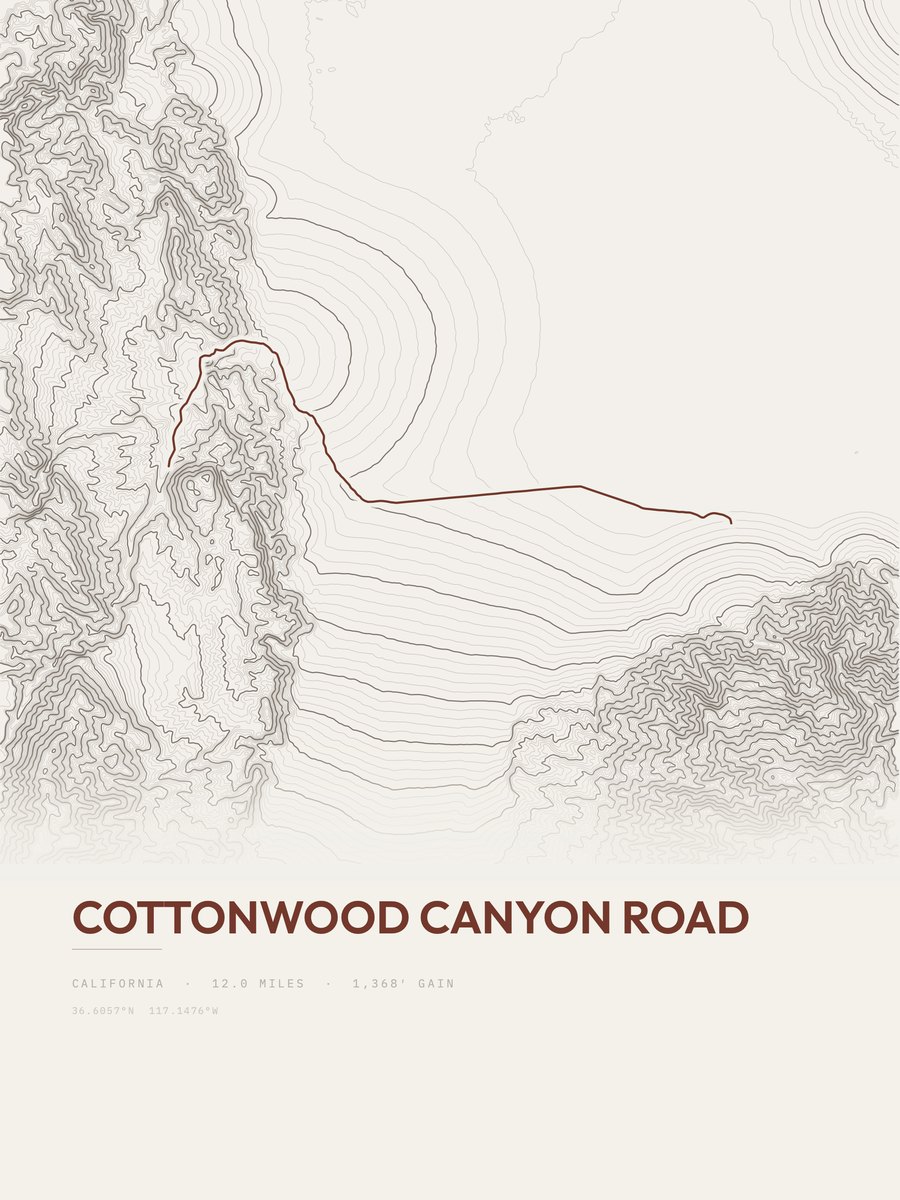 Cottonwood Canyon Road Topographic print