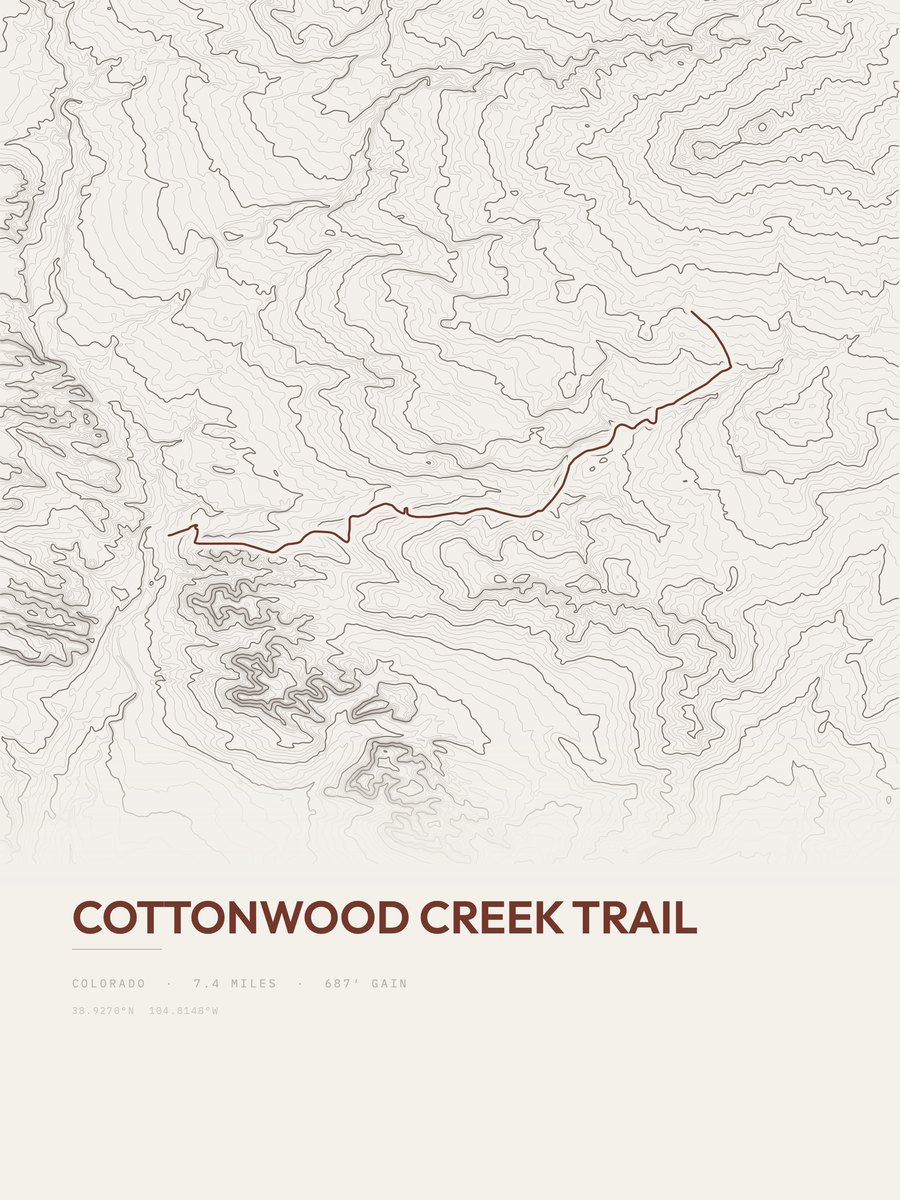 Cottonwood Creek Trail Topographic print
