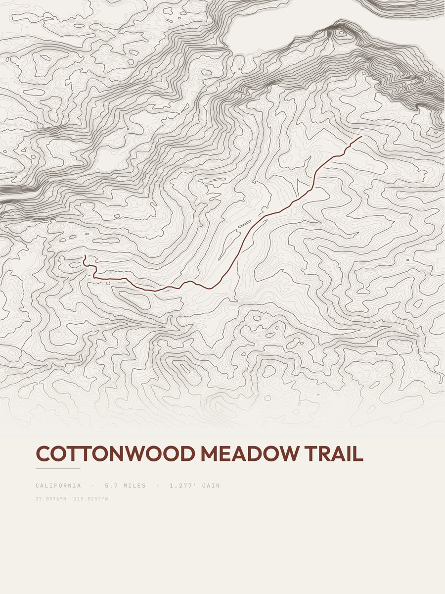 Cottonwood Meadow Trail Topographic print
