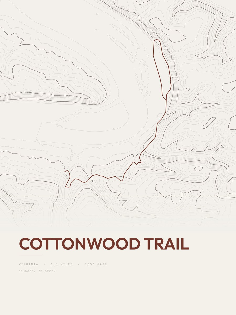 Cottonwood Trail topographic trail print