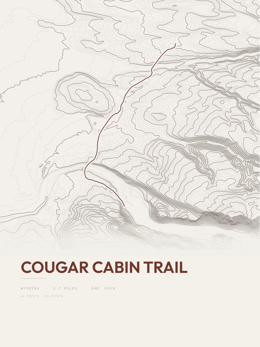 Cougar Cabin Trail Topographic print