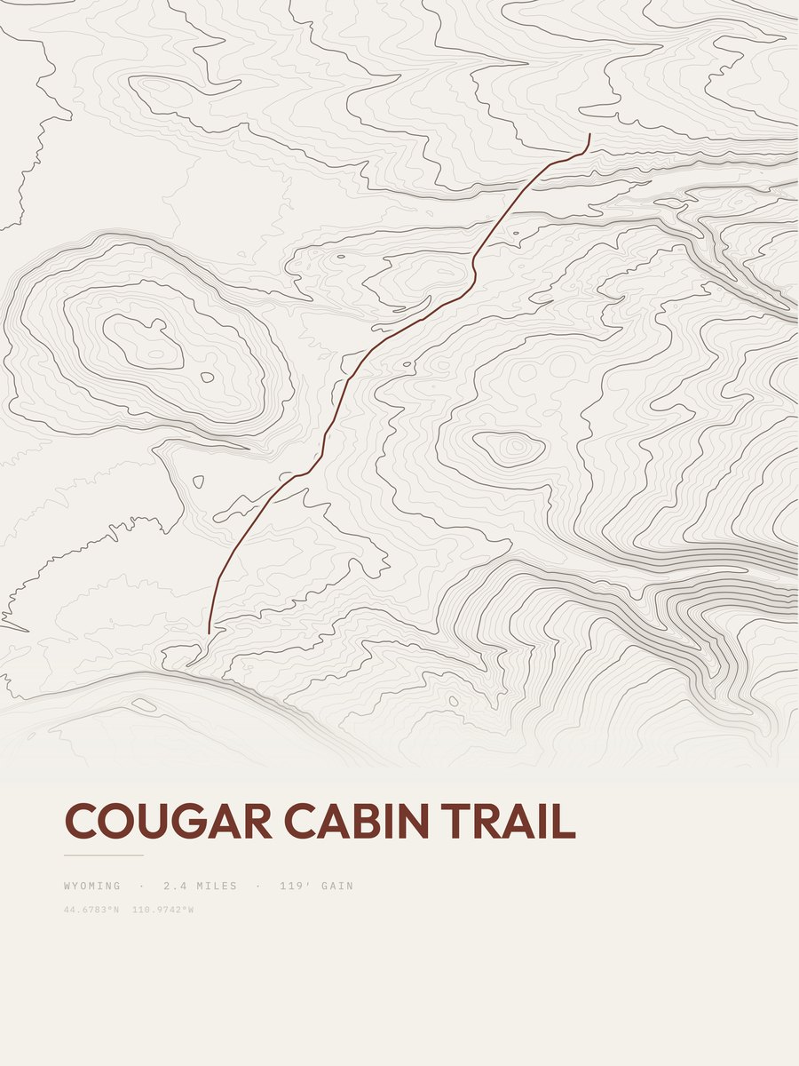 Cougar Cabin Trail Topographic print