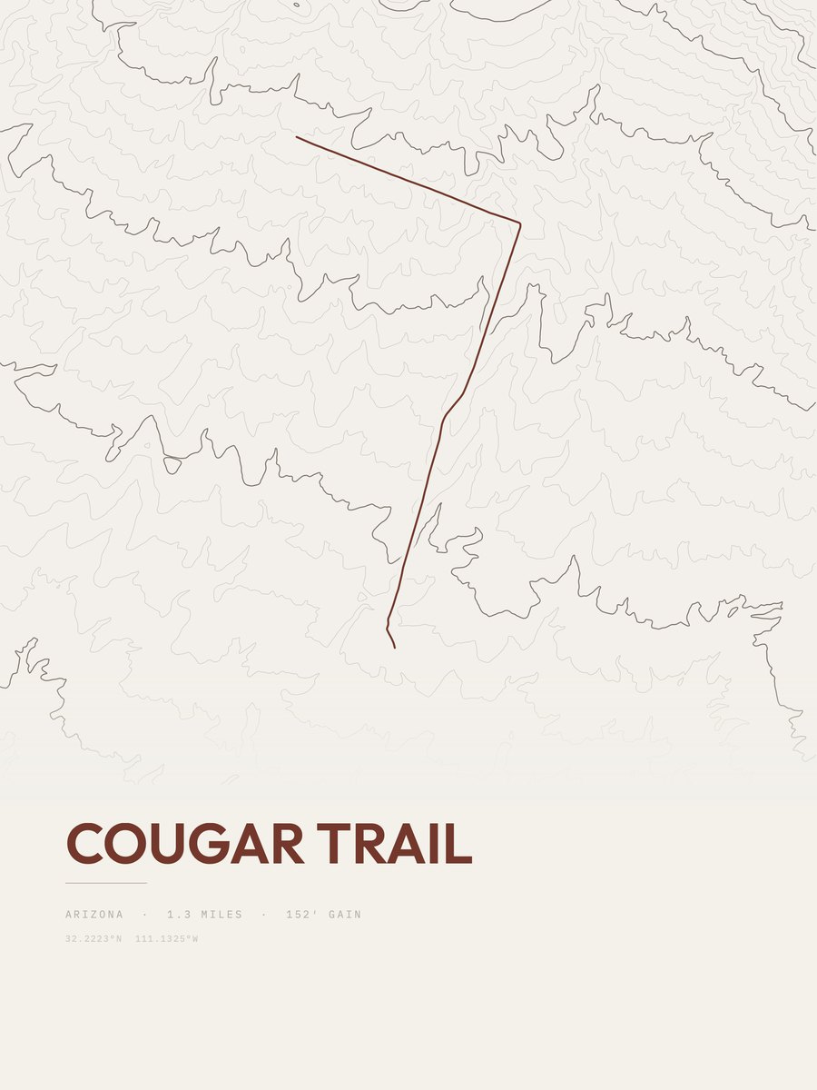 Cougar Trail topographic trail print