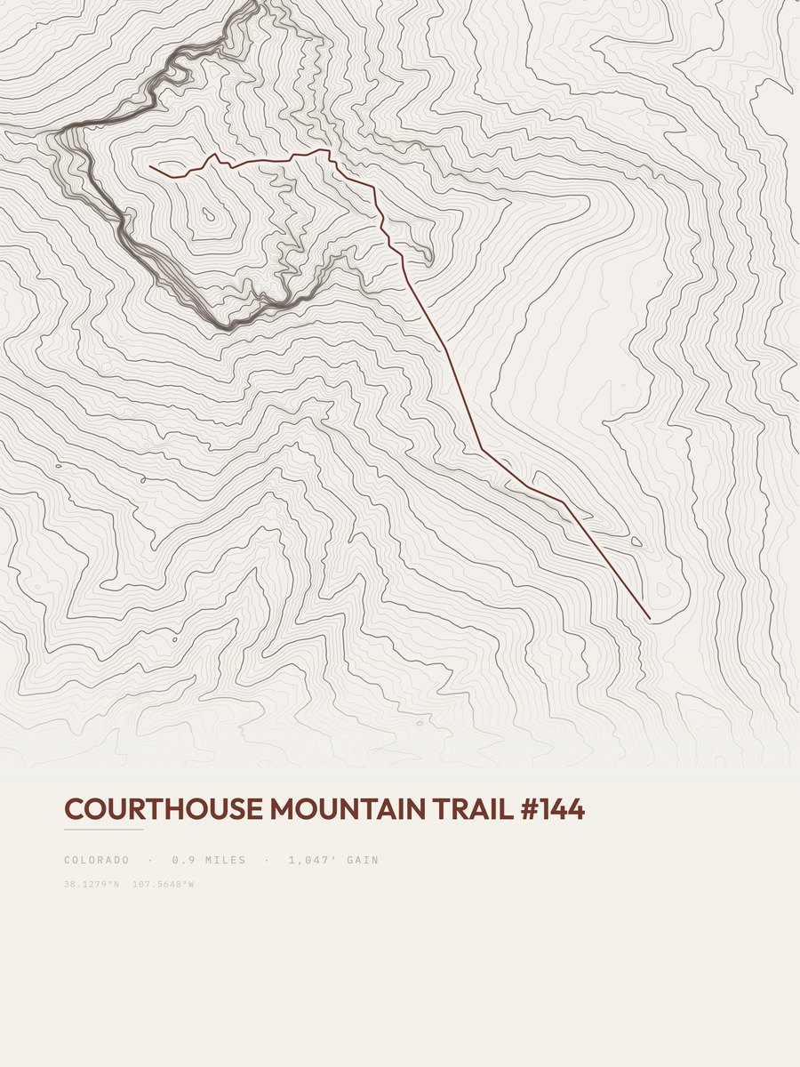 Courthouse Mountain Trail Topographic print