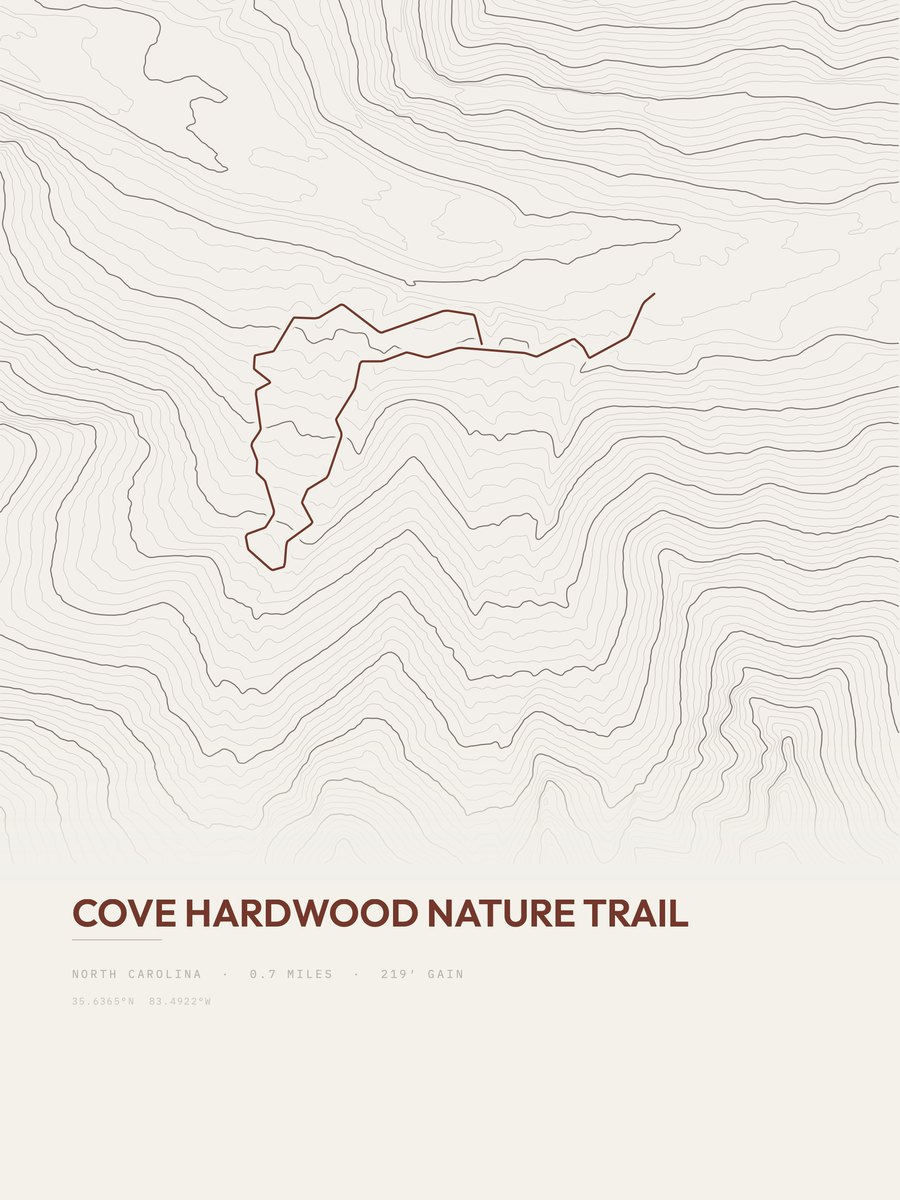 Cove Hardwood Nature Trail Topographic print
