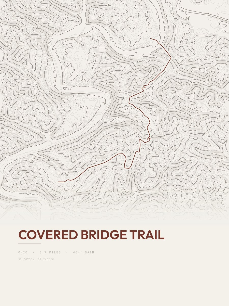 Covered Bridge Trail Topographic print