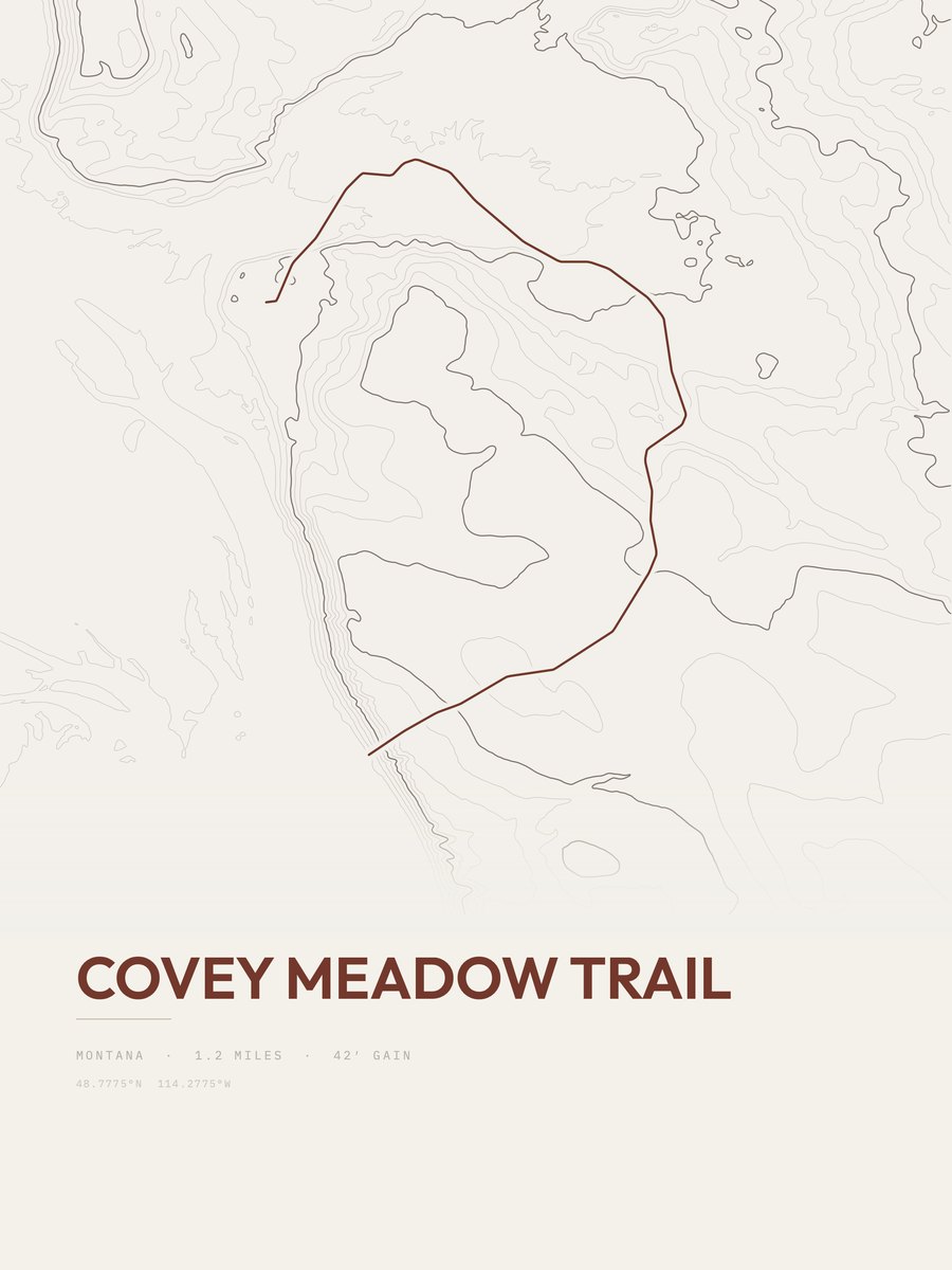 Covey Meadow Trail topographic trail print