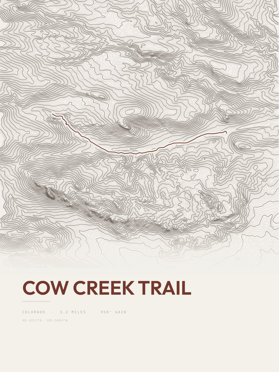 Cow Creek Trail Topographic print