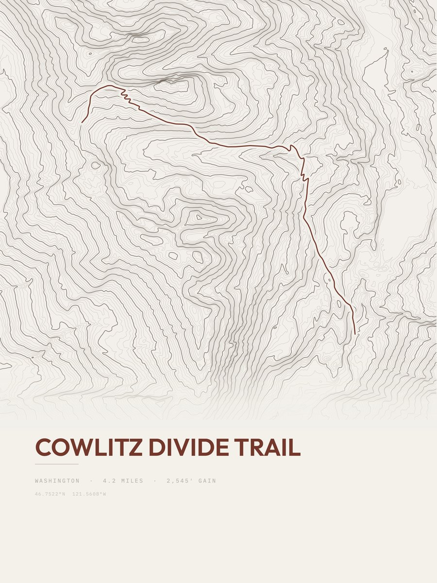 Cowlitz Divide Trail Topographic print